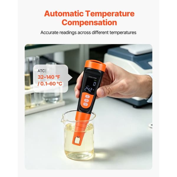 Bärbar TDS-testare - Duoku - Multiparametrisk mätapparat EC/TDS 0-9990 ppm, Digital vattenkvalitetsanalysator med ATC