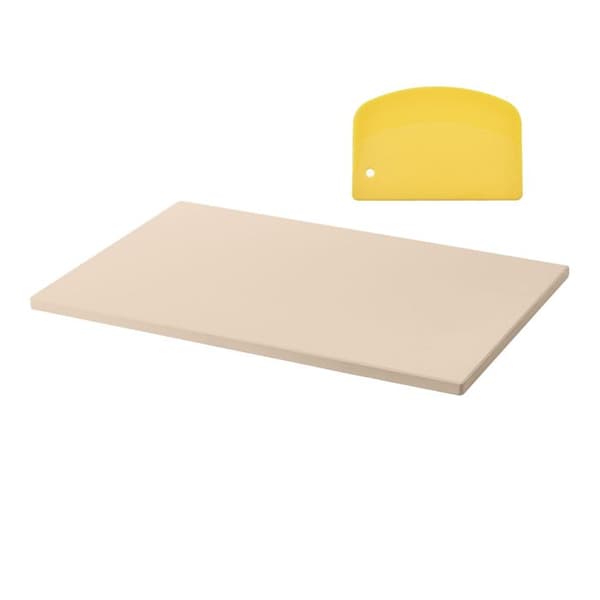 Rektangulær Plade i Cordierit-Duoku-51 x 34,5 cm-Robust Kogeflade-med PP-Skraber-Tykkelse på 1,7 cm