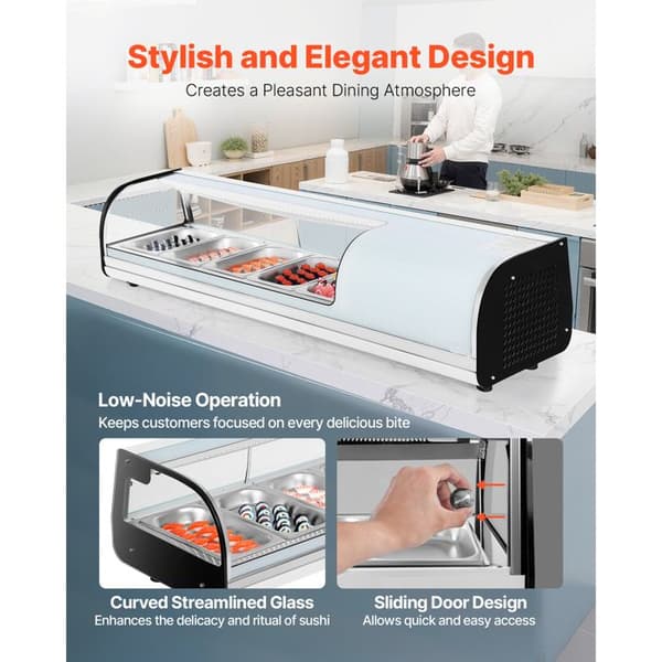 Sushi Køledisk - DUOKU - GN-52L - 52 L - 5 Stålkar - LED Belysning