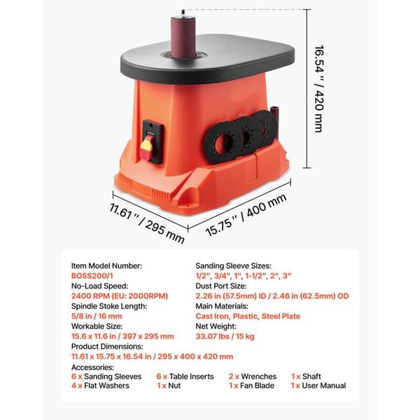 Oscillerande Spindelslip - DUOKU - BOSS200/1 - 2000 varv/min - 16 mm slaglängd - 6 manschetter