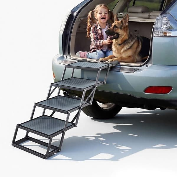 Foldbar trappe til dyr 4 trin - DUOKU - 40x33.2-5 - Kapacitet 181 kg - Skridsikker overflade - Til SUV, senge & sofaer
