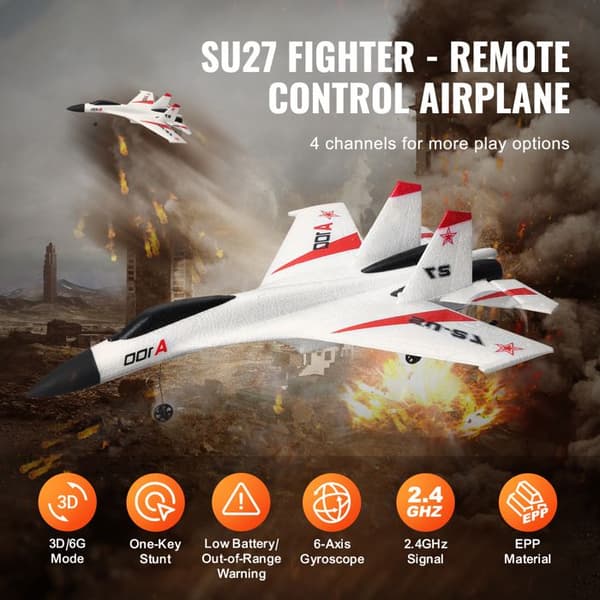 RC-flygplan - DUOKU - A100 - 4 kanaler - 6 axlars gyroskop - 2 batterier 300 mAh