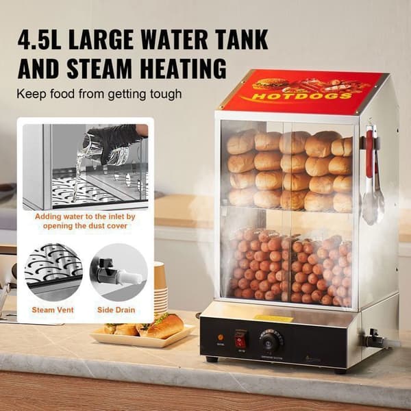 Dampkoger - DUOKU - Hot Dog Hut - 37L - 2 niveauer - Temperatur 30℃ til 85℃