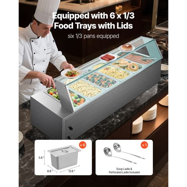 Värmeskål - DUOKU - M-2316 - 1500 W - Rostfritt stål - 6 behållare 1/3