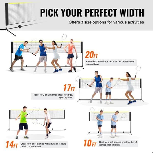 Badminton-net-Duoku-4,3 m-Justerbart volleyball-net-portabel-anvendelse indendørs