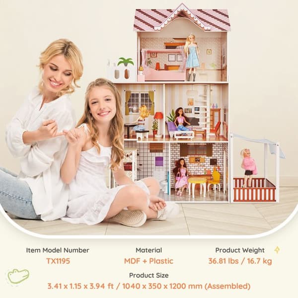 Dockhus - DUOKU - Modernt Lekhus - 7 Delar - Rosa - Att Montera Själv