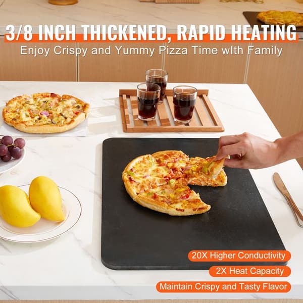 Förberedd Pizza-Sten-Duoku-20" x 14" x 3/8"-Robust Sten för Matlagning i Kolstål-Rostskyddad