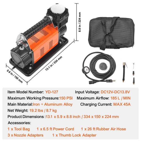 Kannanompuri - DUOKU - YD-127 - 12 V - 150 PSI - 7,06 CFM