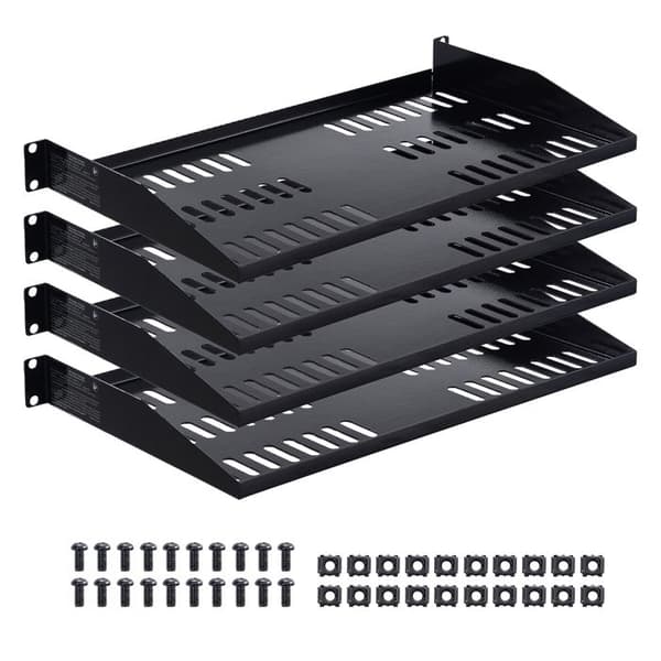 Server Rack Hylde 1U-Duoku-Sæt af 4-Dybde 25,4 cm-Bæreevne 22,68 kg-med Perforeret Hylde