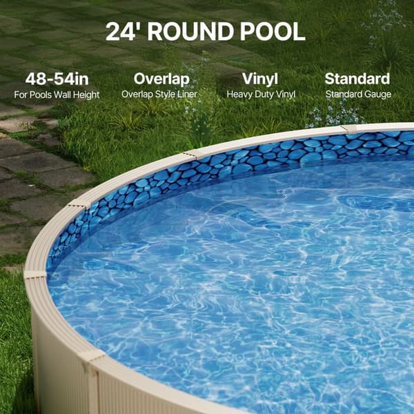Pool Cover - DUOKU - 24 Feet - Overlapping Vinyl - UV Protection - Round