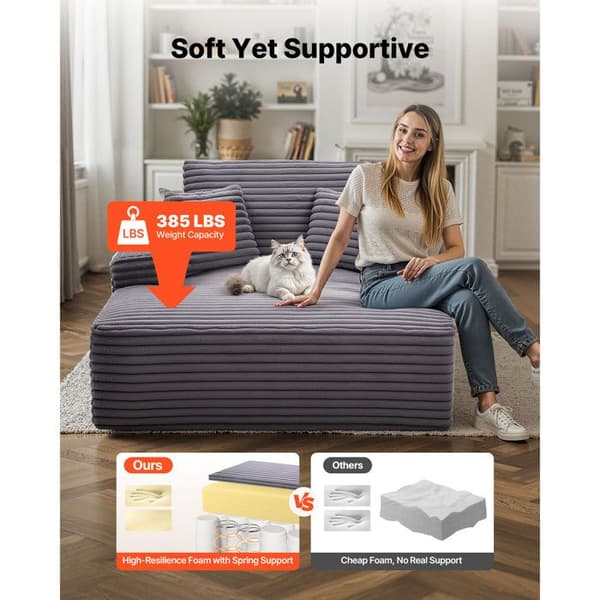 Chaise Longue - DUOKU - Malli 8034 - Ergonominen - Pehmeä tekoturkki - Harmaa Grå
