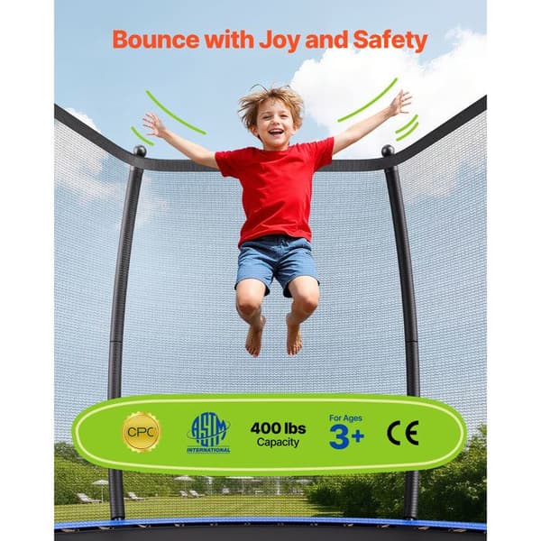 Udendørs trampolin - DUOKU - TX-B7132-12FT - Kvadratisk 366 cm - Kapacitet 181 kg - ASTM certificeret