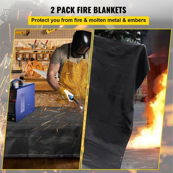 Brandsikkerhedstæpper - 8' x 10' - Brandhæmmende 1022°F - Nødbrandsikkerhedstæppe i sort glasfiber