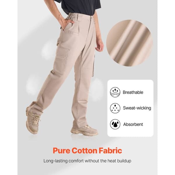 Flamsäker Byxa - DUOKU - AP-9700 - 100% Bomull - Elastisk Midja - Kaki Kaki XXL