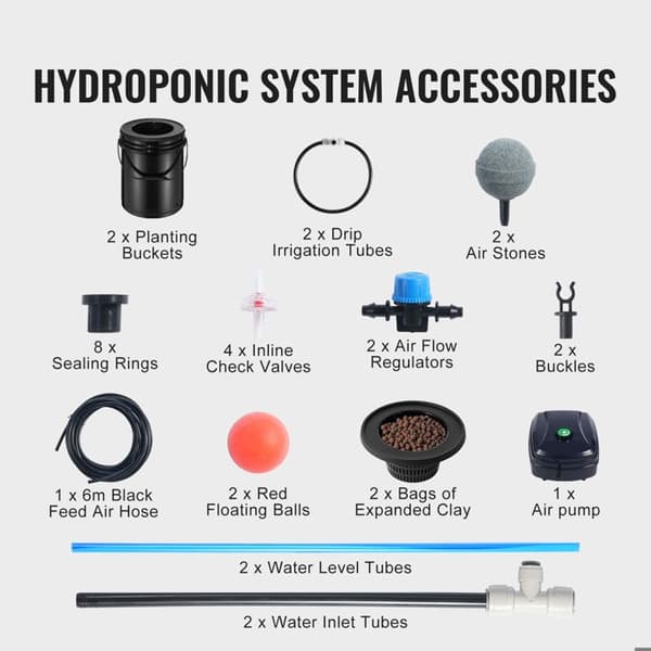 DWC Hydroponiskt Odlingssystem-Duoku-Avancerad Hydroponisk Konfiguration-med Droppkit-2 St 5 Ga-havluftpump