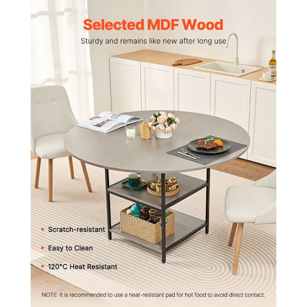 Rund Matbord - DUOKU - 120 cm - MDF Trä - 4 Platser - Nutida Design