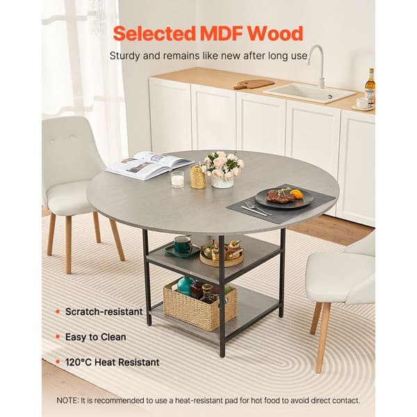 Rundt Spisebord - DUOKU - 120 cm - MDF Træ - 4 Pladser - Moderne Design
