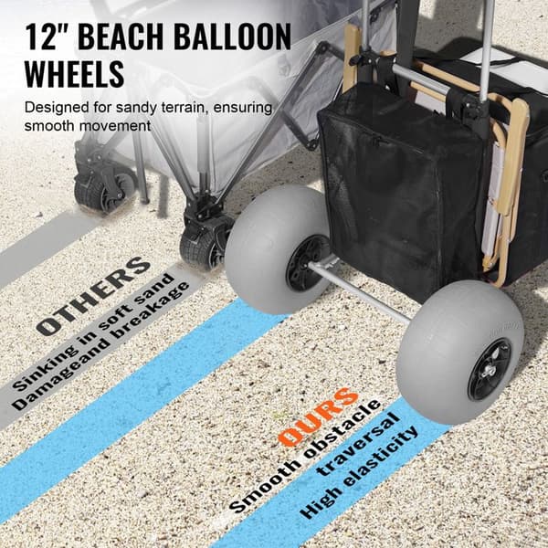 Strandvogn til Sand-Duoku-29,9" x 15,4"-Lasteplatform-Foldbar vogn med ballonhjul