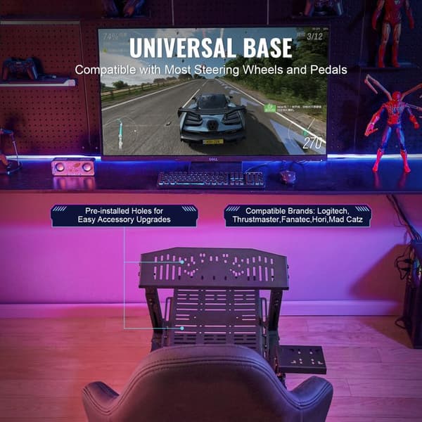 Support til Racerstyring - Duoku - til Logitech G923/G920/G29 - Cockpit til Køresimulator - Kompatibel med Thrustmaster T248P