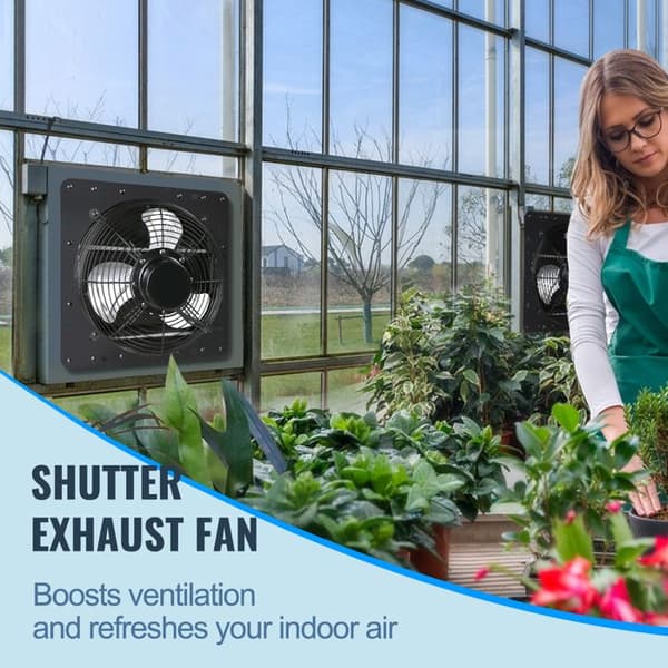 Udstødningsventilator med lukke-Duoku-356 mm-EC-motor 1024 CFM, vægmontering med variabel hastighed og controller