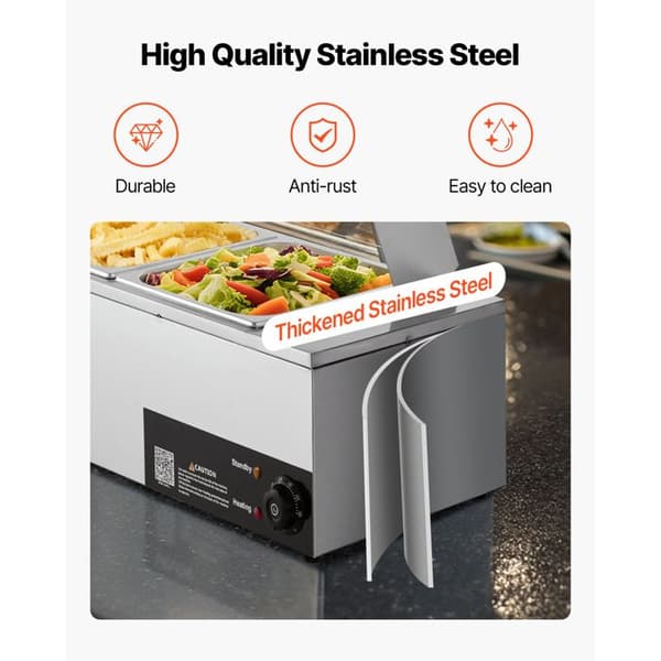 Dampvarmer - DUOKU - M-2214 - 1500 W - Rustfrit stål - Til buffeter