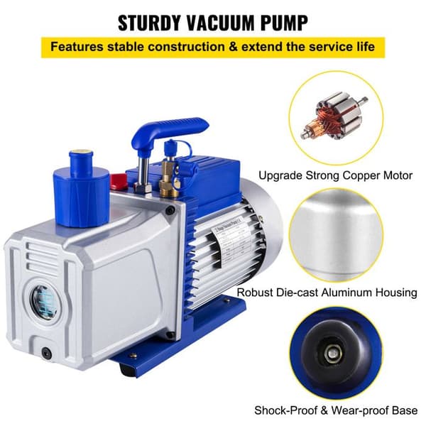 Vakuumpump - DUOKU - 12CFM - 1HK - 2 Steg - 254 L/min - Bilreparation