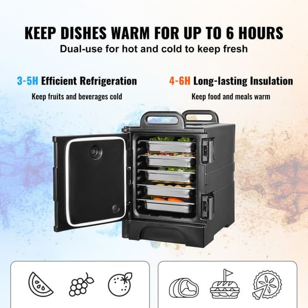 Porte Plateau Isotherme - DUOKU - BW-75 - 81QT - Sort - Ideel til Restauranter