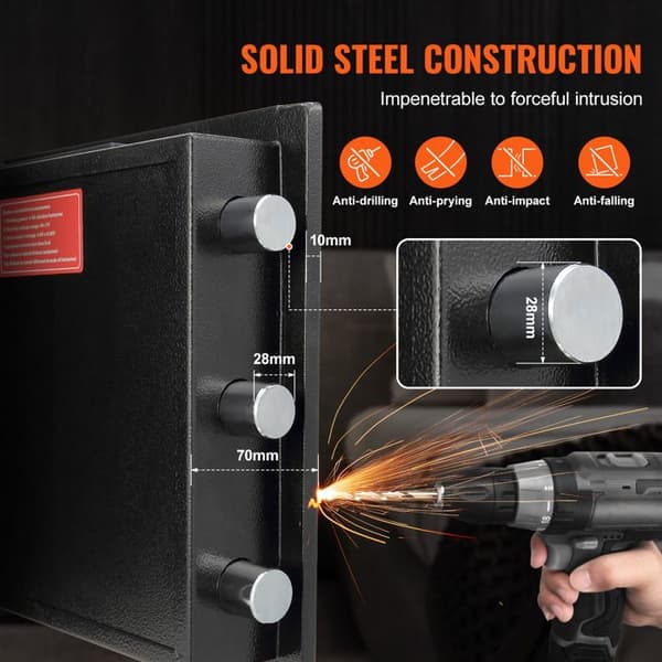 Pengeskab - DUOKU - SS-515 - Elektronisk Kodelås - Vibrationsalarm - 2,5 Kubik