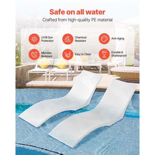 Sæt med 2 Langsæder til Swimmingpools - Duoku - Vandtilpasset op til 12,7 cm, til afslapning ved poolen og terrassen