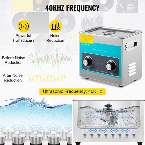 Ultralydsrenser med knap-Duoku-3L 40kHz - Rustfrit stål Smykker Briller Ure