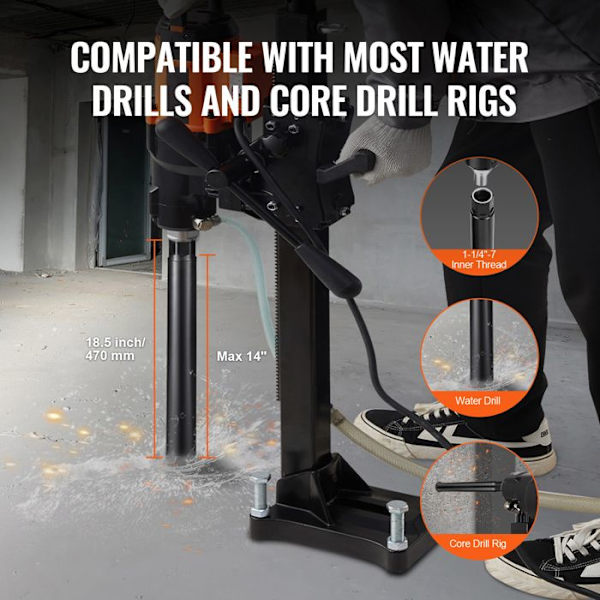 Dry Diamond Wet Core Drill Bit 2 in - 14 in Depth Concrete Core Drill - with Saw Blade