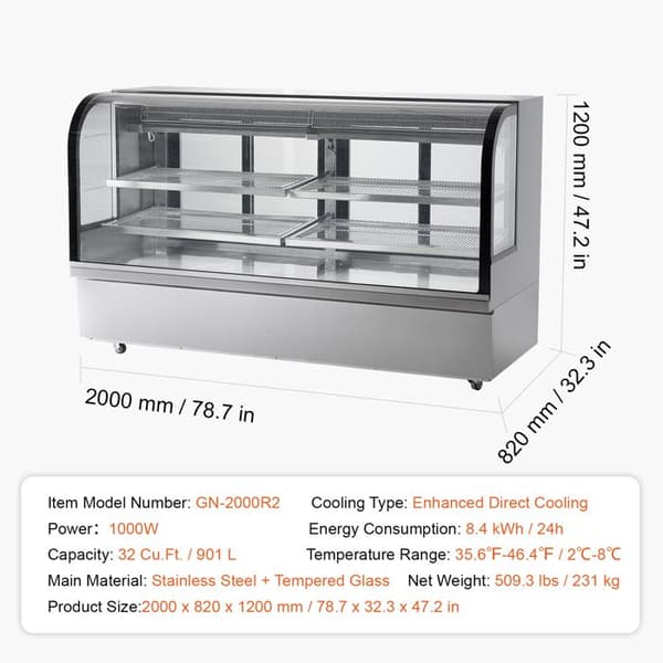 Kylvitrin - DUOKU - GN-2000R2 - 32 Cu.Ft. - 4 Hyllor - Rostfritt Stål
