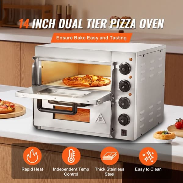 Pizzaovn - DUOKU - FY-1EP-2 - Rustfrit Stål - Dobbelt Bro - Temperatur 350℃
