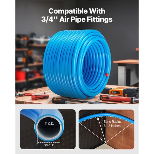 Kompressor styresæt - DUOKU - CAP 200 fod - 60,96 m - ø indv. 3/4" - HDPE+aluminium Blå