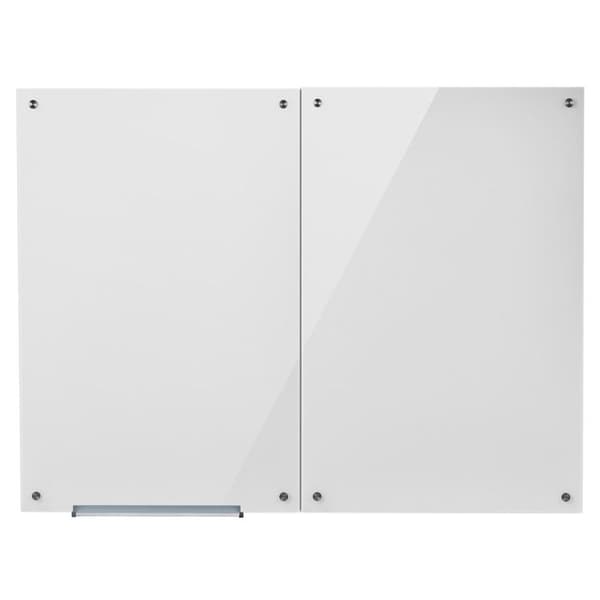 Vitt Torkbart Glaswhiteboard 900x600 mm-Duoku-2-pack, Väggmontering, Magnetisk Memo-tavla i Härdat Glas Utan Ram