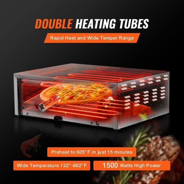 Pizzaovn - DUOKU - FY-DBS-1 - Rustfrit Stål - 12 Tommer - 1500 W