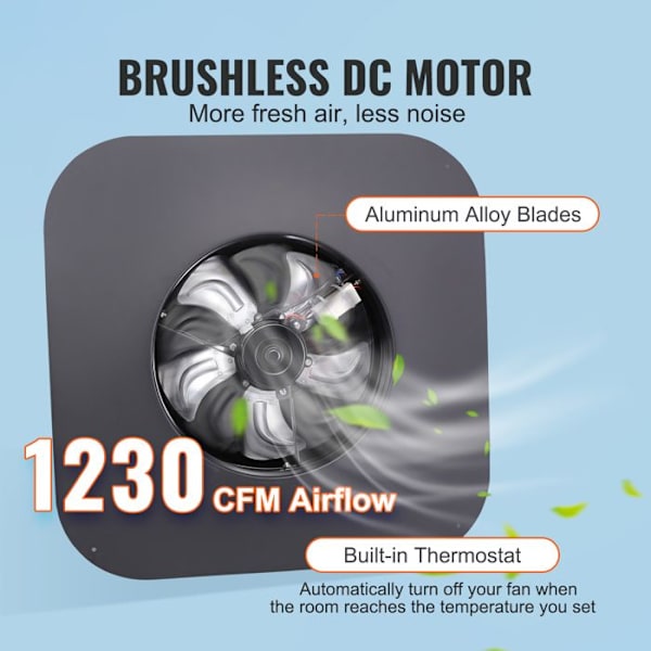 Solventilator - DUOKU - JBSF-320G - 42 W - Luftflöde 2800 CFM - Intelligent termostat Svart