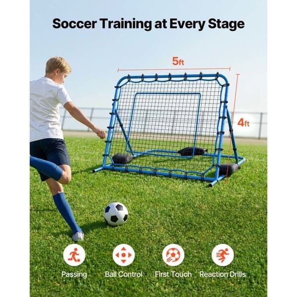 Rebound Net til Fodbold-Duoku-157x122 cm-Justerbar Vinkel-Durable Jernstruktur og PE Net