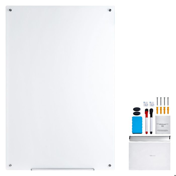 Magnetisk Vitt Avstånd - DUOKU - 36"x24" - Härdat Glas - Väggmontering - Modern Design Vit