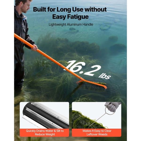 Vandafvisningsrulle - DUOKU - DBS-14.1ft - Skaft 4,3 m - Rustfrit stål - 6 tænder