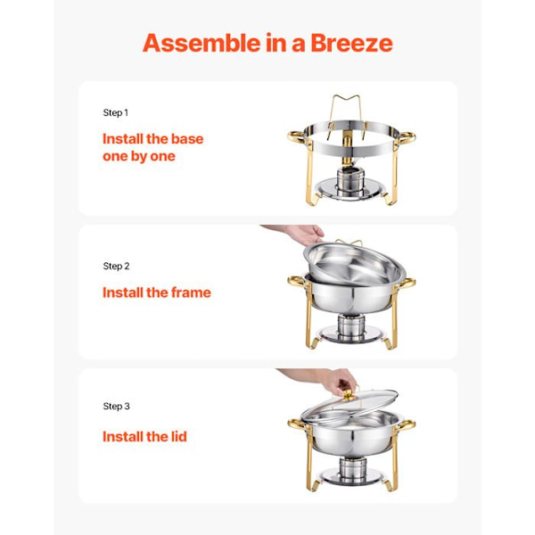 Chauffe-Plat - DUOKU - HZ-831B - 4 Stykker - Rustfrit Stål - 4,6 L