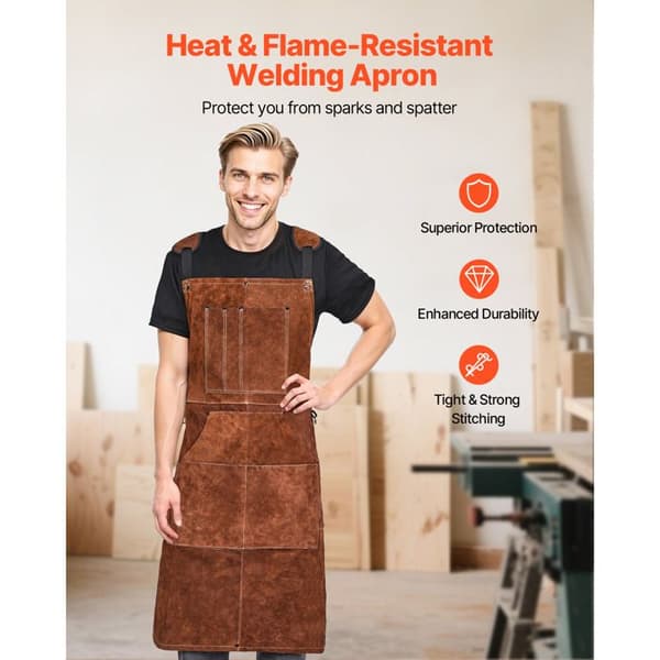 Svetsförkläde - DUOKU - AP-6100 - Kosskinn - 6 Fickor - Flamsäker