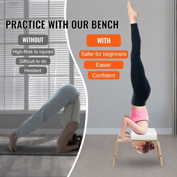Yoga bank - DUOKU - Inversionsstol - Träram - PU-kudde - Vit Vit
