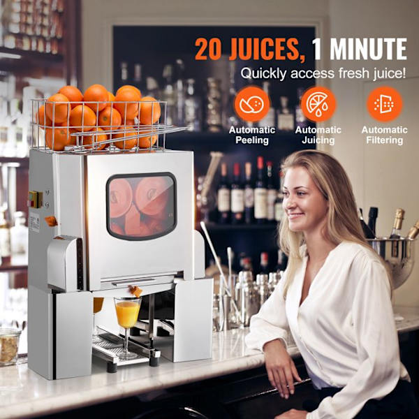Citruspresser - DUOKU - NS-2000E-3 - 120 W - Automatisk - Rustfrit stål