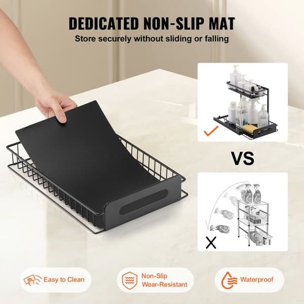 Skab Organizer-Duoku-2 Niveauer-27,2 cm bred x 36,8 cm dybde-Organizer og Opbevaring Under Vasken
