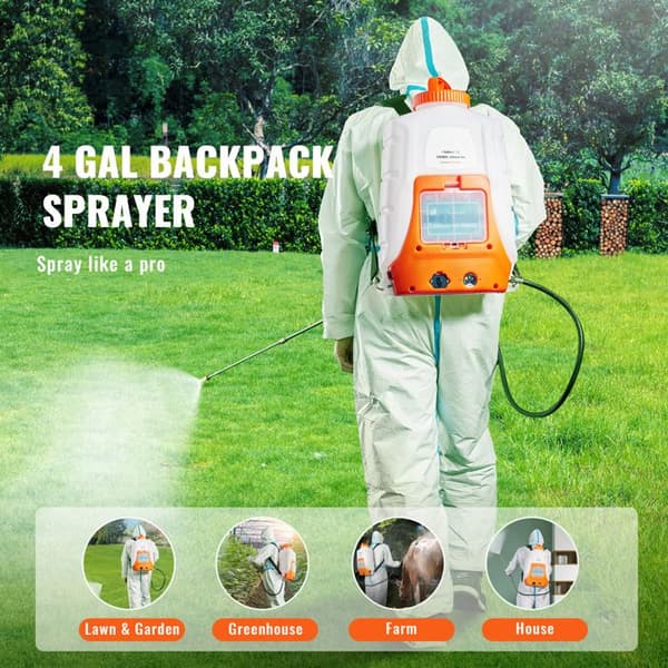 Rygsprøjte - DUOKU - 4 Galloner - Justerbart Tryk 0-90 PSI - Havearbejde - Lithium-ion Batteri