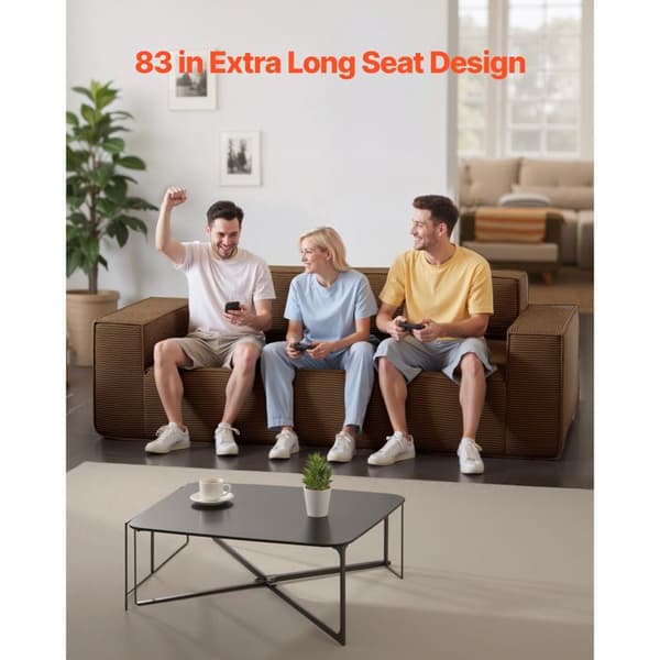 Soffa - DUOKU - 8021-1 - Ribbade Sammet - 3 Platser - Bekväm och Modern brun