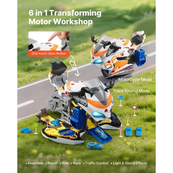 Interaktiv Motorlegetøj - DUOKU - D003-3 - 25 Dele - Lys- og Lydeffekter - Gul