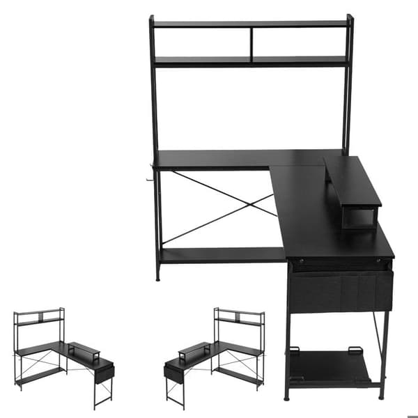 Bureau Gaming Vinkel 170 cm-Duoku-Bureau i L-Reversibel Computerbord til Hjemmearbejdspladser
