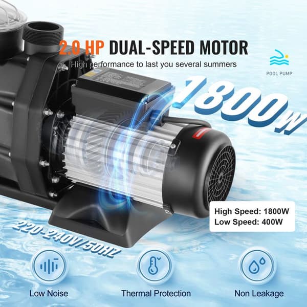 Pool Pump above ground - DUOKU - SPP250E-II - 2HP - Double Speed - 33000 L/H